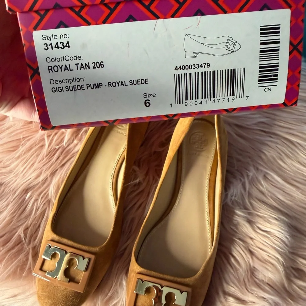 Tory Burch Gigi Suede Pumps Royal Tan Size 6